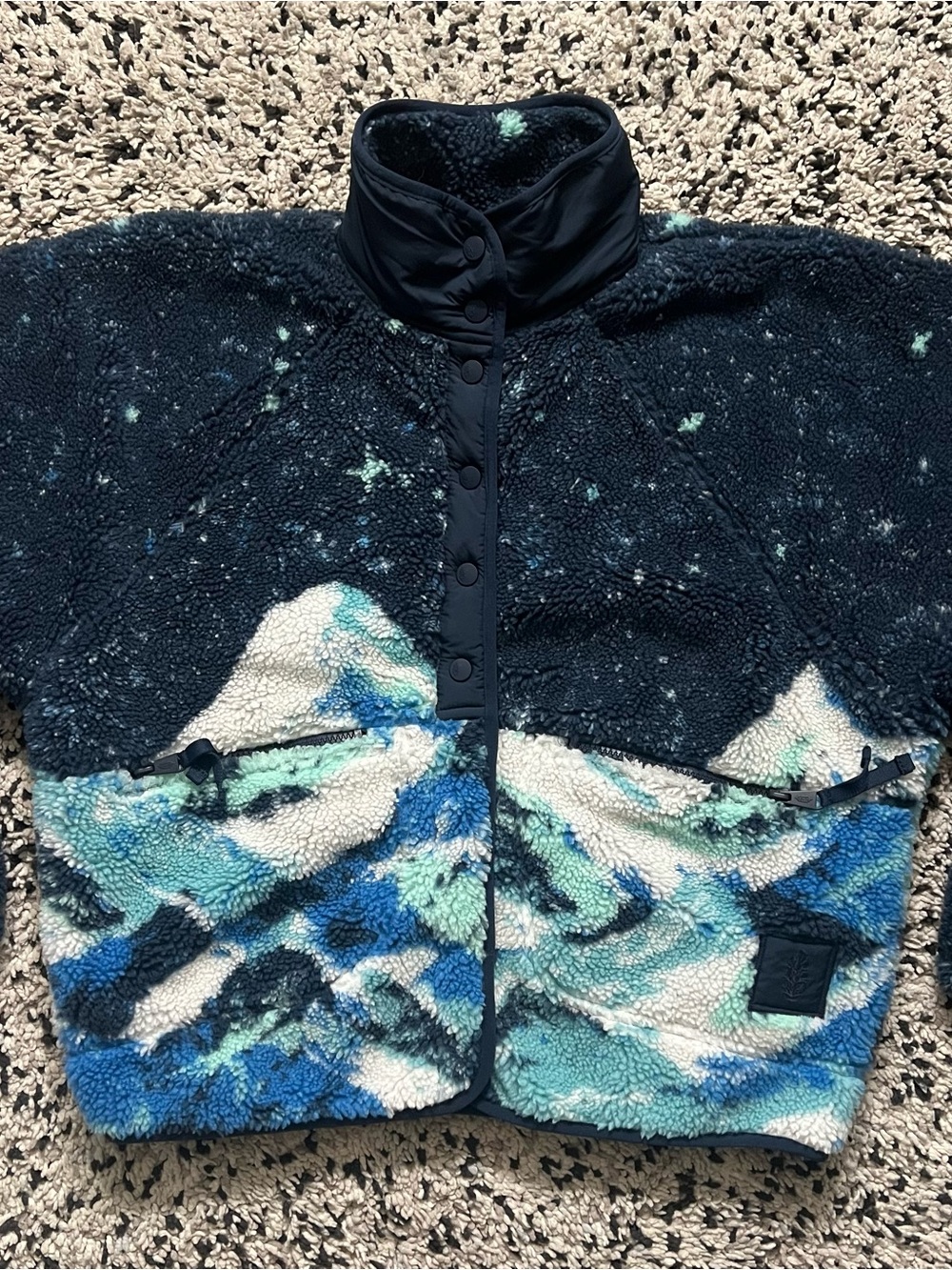 Free People FP Movement Hit The Slopes Fleece Navy Blue Snow Mountain Medium - Picture 5 of 15